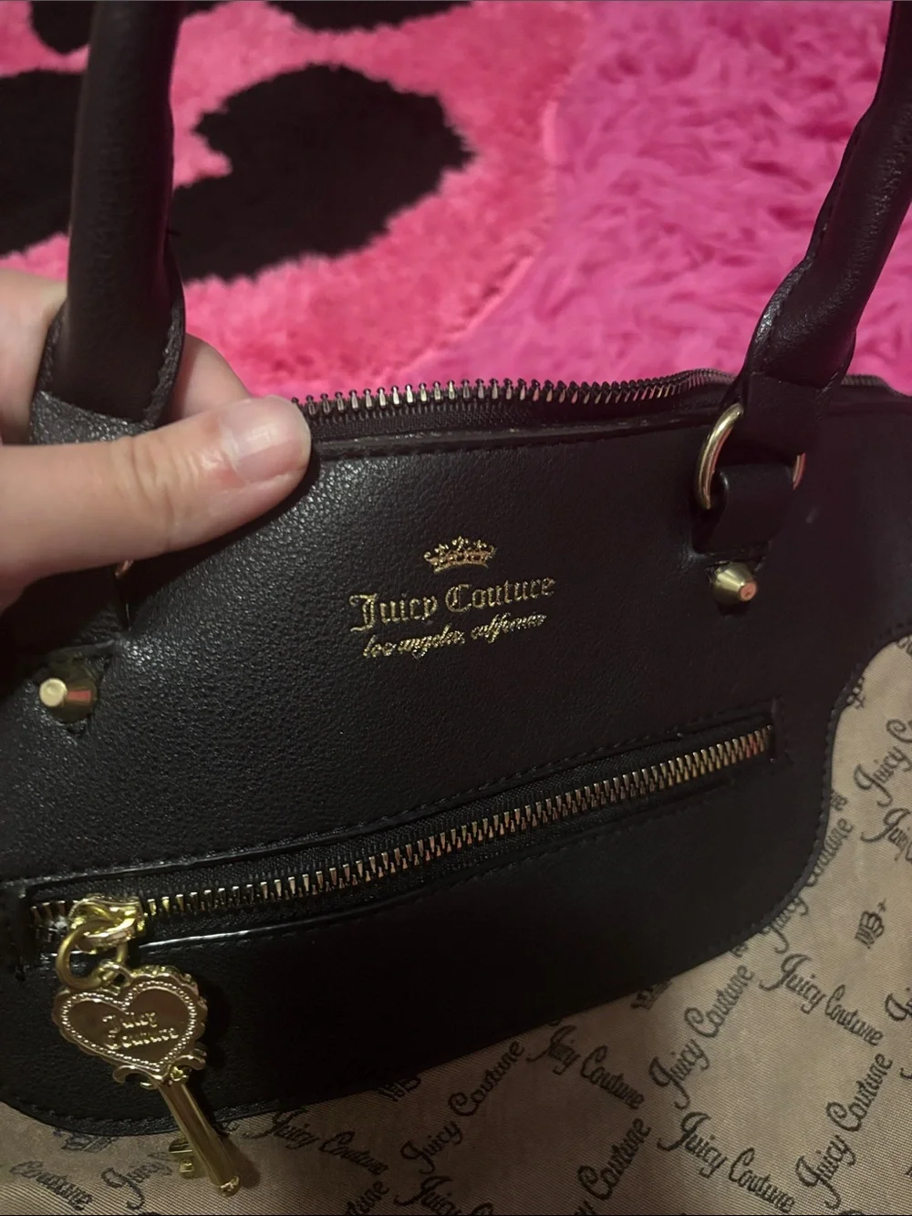 Juicy Couture beige and black y2k VINTAGE handbag